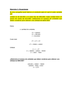 Ejercicio de Ecuación Costo-Volumen-Beneficio