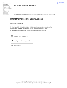 Infant Memories & Constructions: Psychoanalytic Study