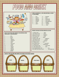 Food Vocabulary & Grammar Worksheet for Kids