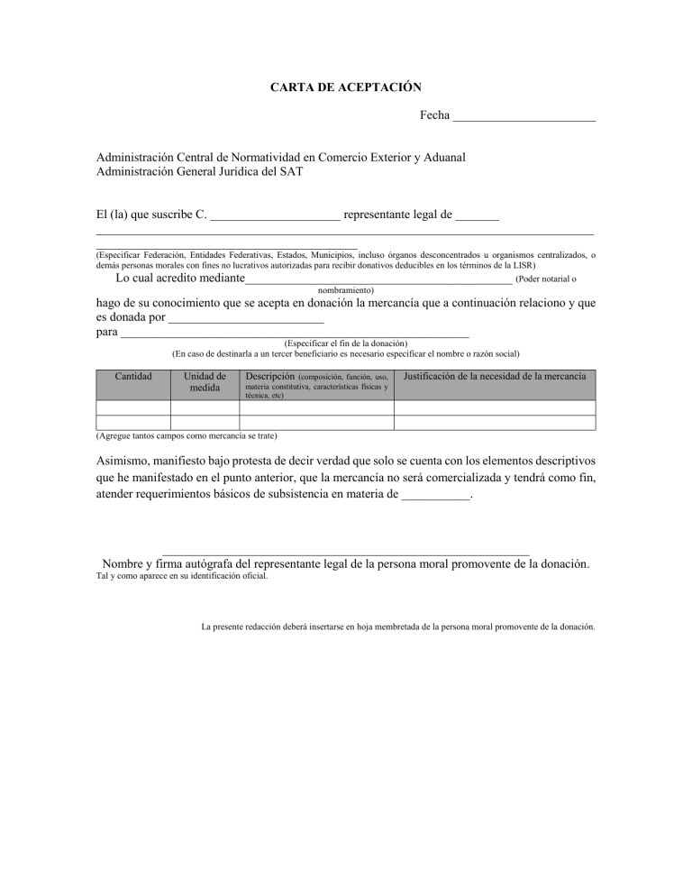 Ejemplo De Carta De Aceptación 9455