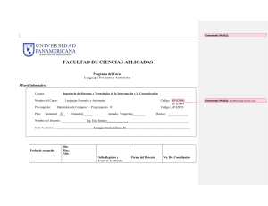 Programa del Curso Lenguajes Formales y Autómatas