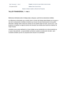 Taller Proyecto Suministro Agua: Reflexiones y Evaluaciones