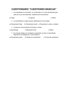 Cuestionario: Cuestiones Básicas del Aprendizaje
