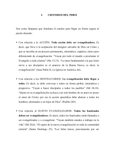 Criterios del PDR/E: Principios de Evangelización