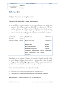 Actividades Contabilidad de Sociedades: Supuestos Prácticos