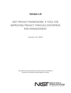 NIST Privacy Framework: Enterprise Risk Management
