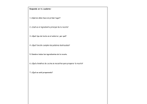 Preguntas sobre receta: Comprensión lectora