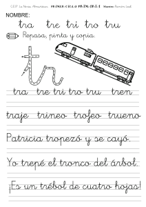 Ejercicios con tra, tre, tri, tro, tru - Primaria