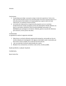 Gestión de Proyectos: Conclusiones y Tarea