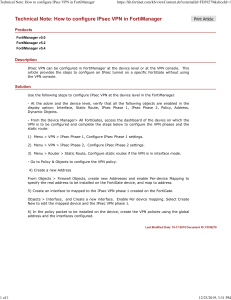 FortiManager IPsec VPN Configuration: Technical Note