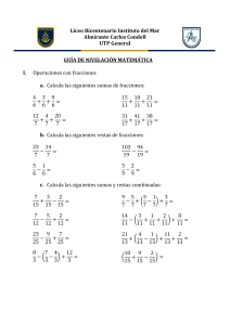 Guía de Nivelación Matemática: Operaciones con Fracciones