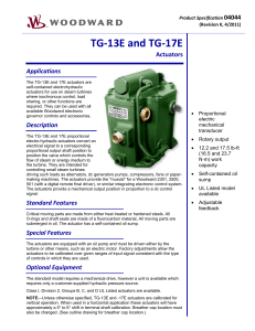 TG-13E & TG-17E Actuator Specs: Steam Turbine Control