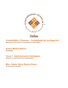 Administración Estratégica: Tarea de Finanzas Corporativas