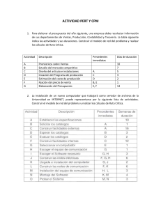 Ejercicios PERT y CPM: Ruta Crítica y Modelos de Red
