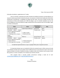 Plan Lector 4° Medio: Libros, Evaluaciones y Fechas Clave