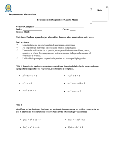 Examen Diagnóstico Matemáticas Cuarto Medio