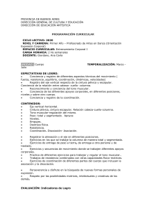 Programa Entrenamiento Corporal I - Artes en Danza