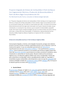 Proyecto Integrado de Síntesis de Combustibles A Partir de Basura y Biomasa Con Cogeneración Eléctrica y Producción de Biocombustibles de Micro Algas Consumidoras de CO2 (Captura de CO2)