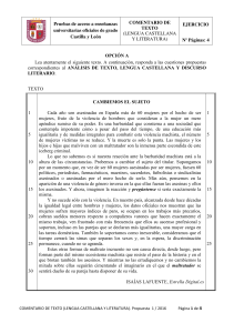 Examen Lengua Castellana y Literatura - Castilla y León