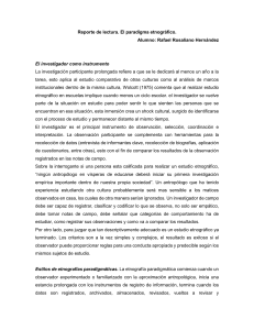 Reporte de Lectura: El Paradigma Etnográfico