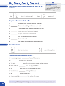Do, Does, Don't, Doesn't: Grammar Practice