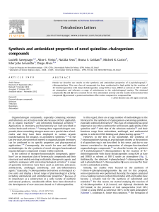 Quinoline-Chalcogenium Compounds: Synthesis & Antioxidant Properties