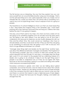 Cultural Intelligence, Leadership, and Motivation Essay