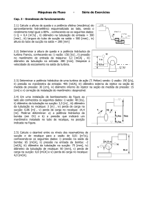 Exercícios de Máquinas de Fluxo: Grandezas e Rendimentos