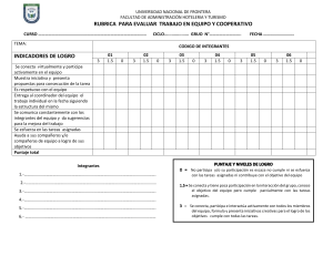 Rúbrica para evaluar trabajo en equipo y cooperativo