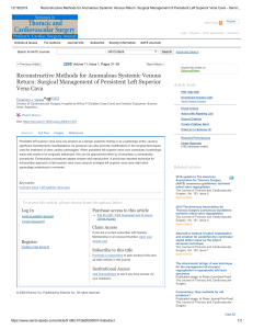 Reconstructive Methods for Anomalous Systemic Venous Return  -   Pediatric Cardiac Surgery Annual - Florentino J. Vargas