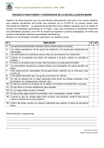 Encuesta Padres Escuela Gaspar Marín: Aprendizaje en Casa