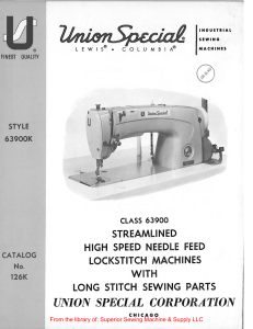 Union Special 63900K Sewing Machine Parts & Adjustments
