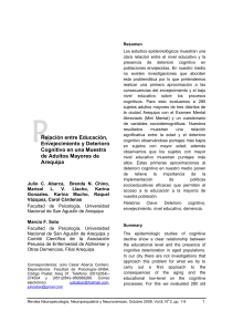 Educación, Envejecimiento y Deterioro Cognitivo en Arequipa