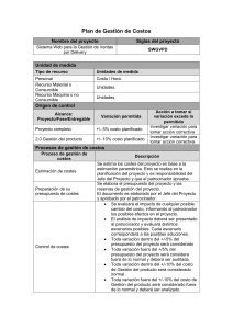 Plan de Gestión de Costos SWGVPD