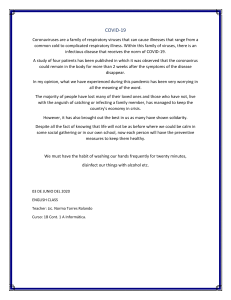 COVID-19 Pandemic: Student Essay on Impact and Prevention