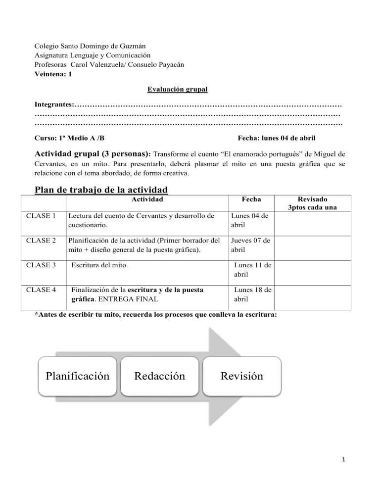 Actividad Y Pauta De Evaluación De Mito (1 Medio)