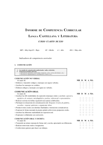 Informe Competencia Curricular Lengua Castellana 4º ESO