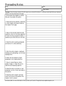 Prereading Worksheet: Improve Reading Comprehension
