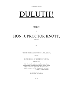 Hon. J. Proctor Knott's Duluth! Speech on Land Grant