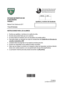 Examen Matemáticas NM IV Secundaria