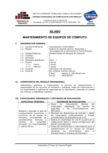 Sílabo Mantenimiento Equipos Cómputo - IESTP Huarmey