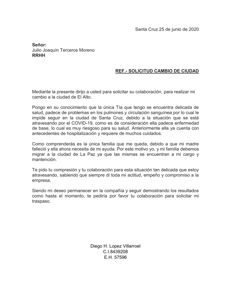 Carta Solicitud De Cambio 6843