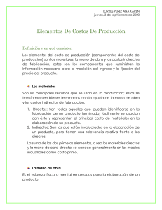 Elementos del Costo de Producción: Materiales, Mano de Obra, CIF
