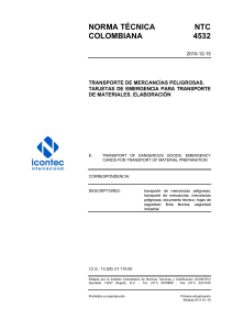 NTC 4532: Tarjetas de Emergencia para Mercancías Peligrosas