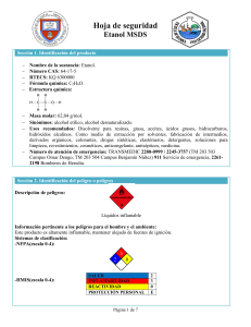Etanol MSDS: Seguridad, Peligros y Primeros Auxilios