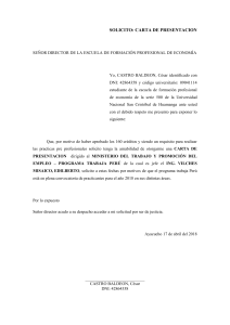 Carta de Solicitud para Prácticas Pre Profesionales