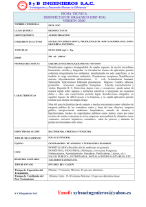 Ficha Técnica Desinfectante Orgánico DESF-FOG
