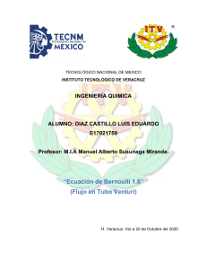 Ecuación de Bernoulli: Práctica en Tubo Venturi