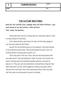 Nature Brothers Reading Comprehension Worksheet