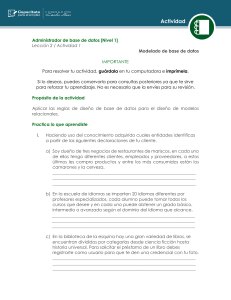 Modelado de Base de Datos: Actividad Práctica Nivel 1